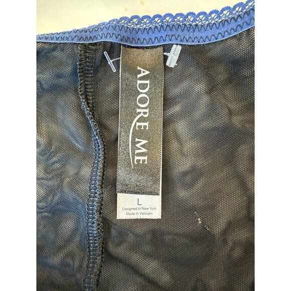 Adore Me Pacchi Contour Demi Bra 38C & Cheeky Bottoms Large Set Black/Navy NEW - Picture 15 of 15